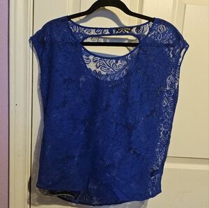 Express XS Blue Lace Top